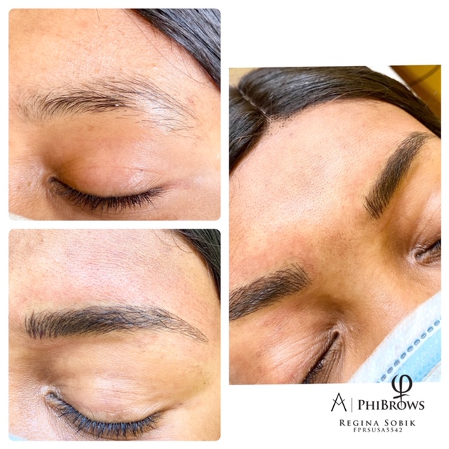 Microblading brows before & after