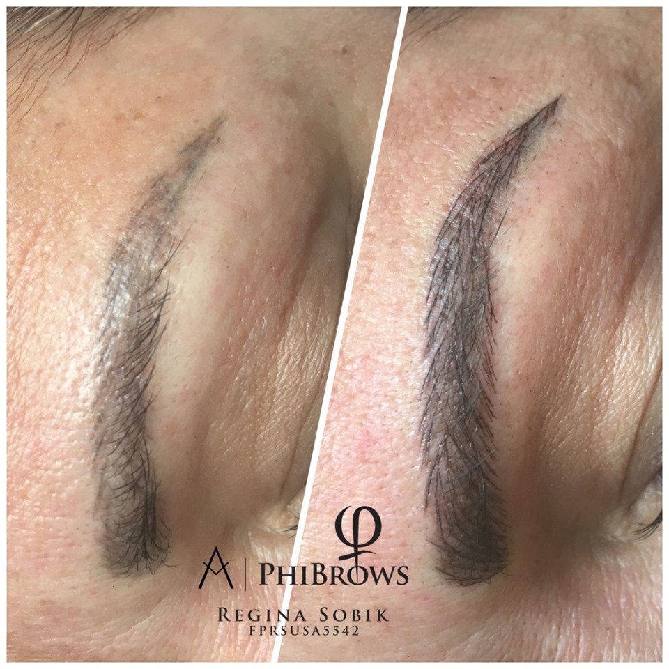 Microblading touchup before & after