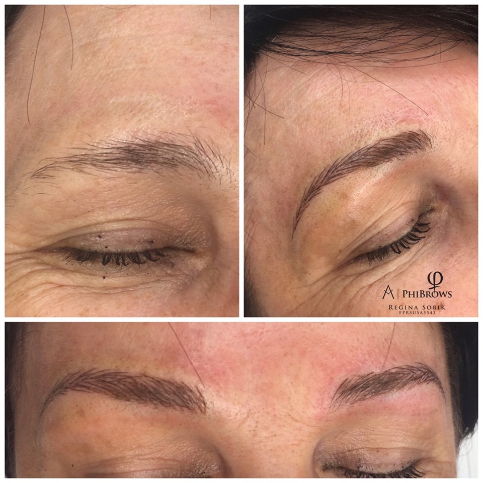Microblading touchup before & after